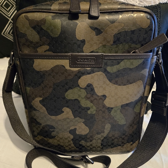 Coach Men's Green and Brown Camouflage Messenger Bag - Picture 1 of 11